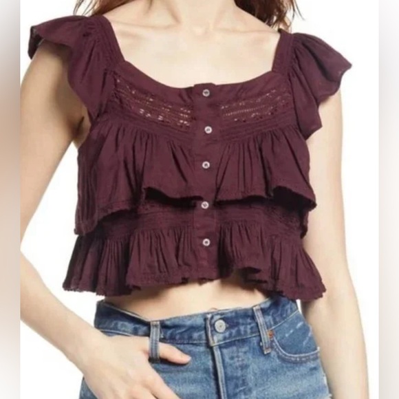 Free People Tops - Perfect FREE PEOPLE Sunny Days Ahead Ruffle Crop Top small